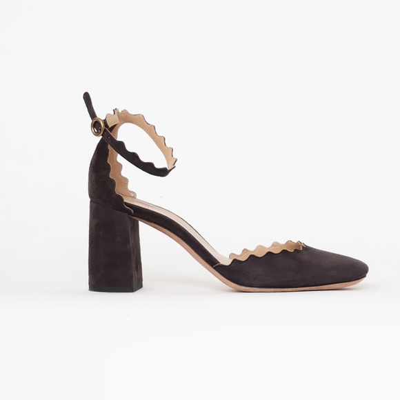 CHLOÉ Lauren Black suede leather scallop-edged d'Orsay pumps - Picture 8 of 8